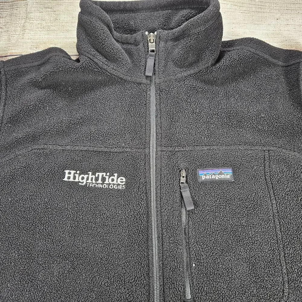 Patagonia Synchilla Men's Black L Full Zip Fleece Sweatshirt Jacket *Embroidered